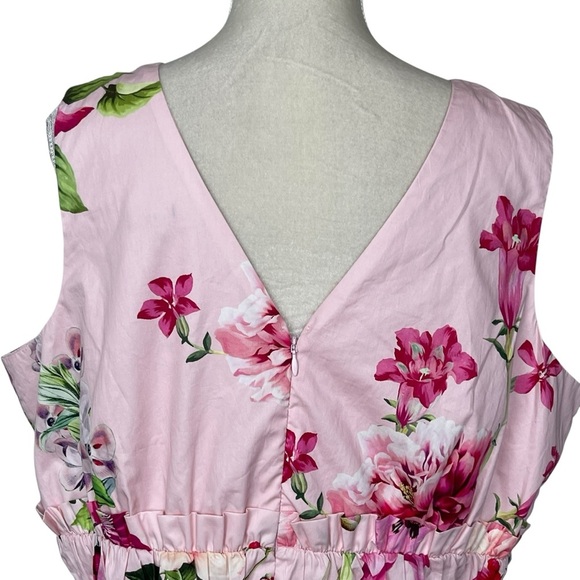 Express Floral V-neck Ruffle Peplum Top Women’s Size XL Pleated Sleeveless - Picture 7 of 11